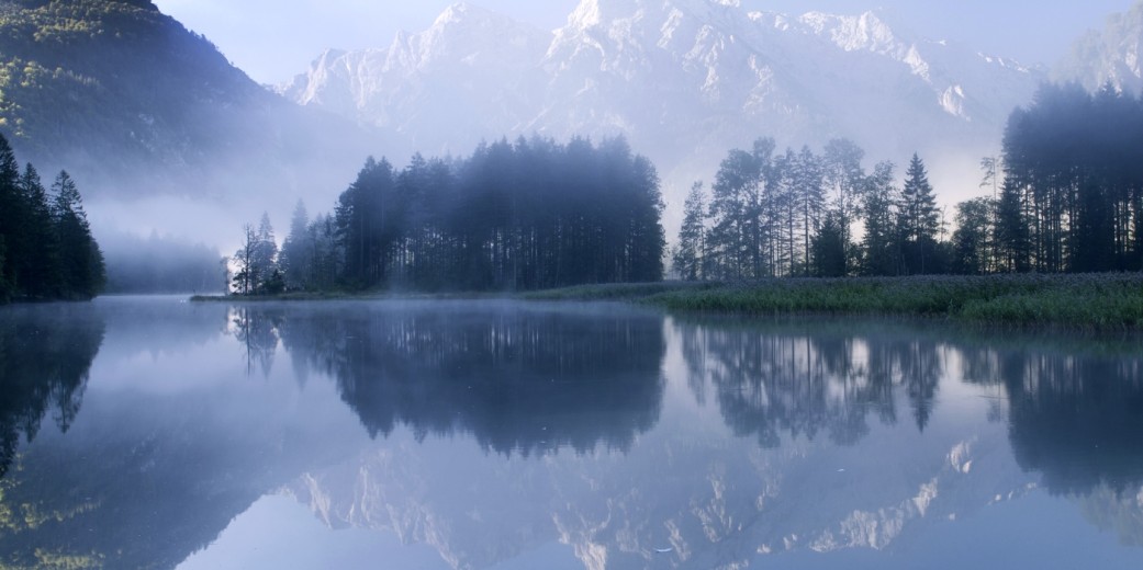 Jezero Almsee v megli